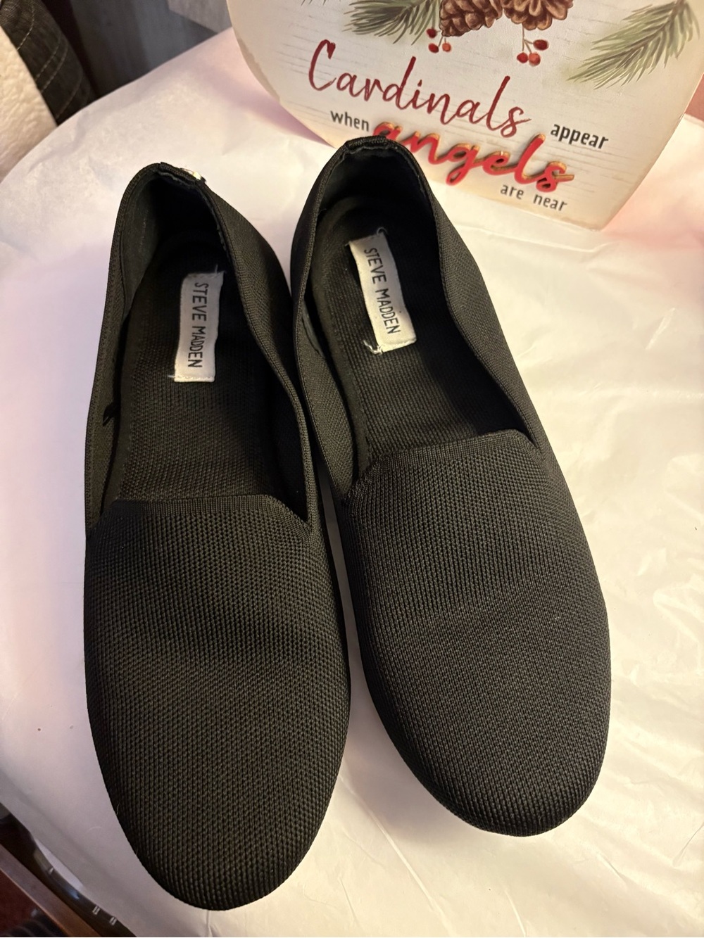 Steve Madden Black Knit Slip-On Loafers